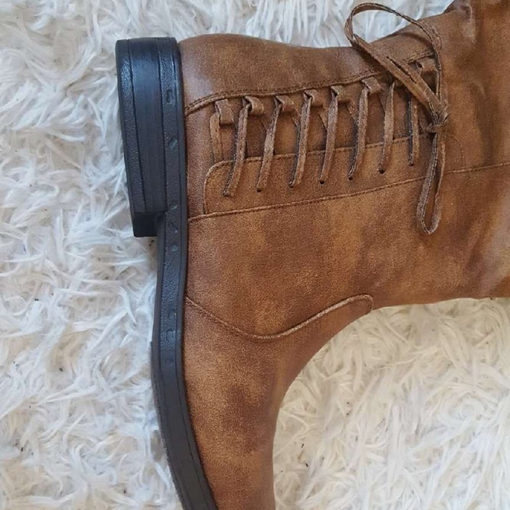 Womens Tall Boots With Ties and half zip - Picture 4 of 6